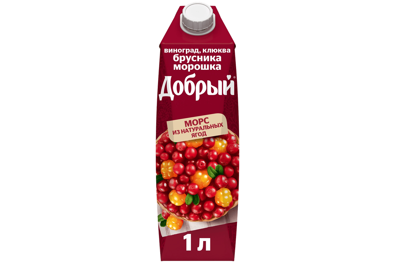Морс Добрый брусника/морошка/виноград/клюква 1 л